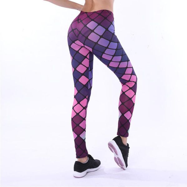 

yoga outfit women plaid print high waist seamless legging gym sport pants femme push up fitness elastic workout