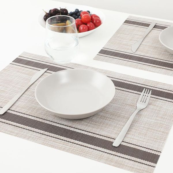 

mats & pads striped pvc placemats 30x45cm modern style rectangular heat resistant plate bowl mat no-slip waterproof table cloth decoration