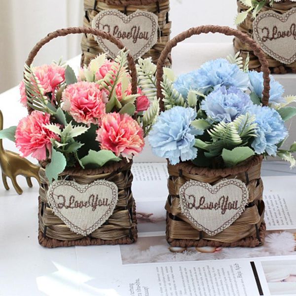 

decorative flowers & wreaths european style carnation artificial flower pot bonsai home garden table room decor simulation green leave plant