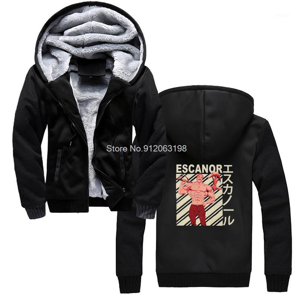 

men's hoodies & sweatshirts the male seven deadly sins escanor hoodie anime nanatsu no taizai men hooded sweatshirt winter thicken stre, Black