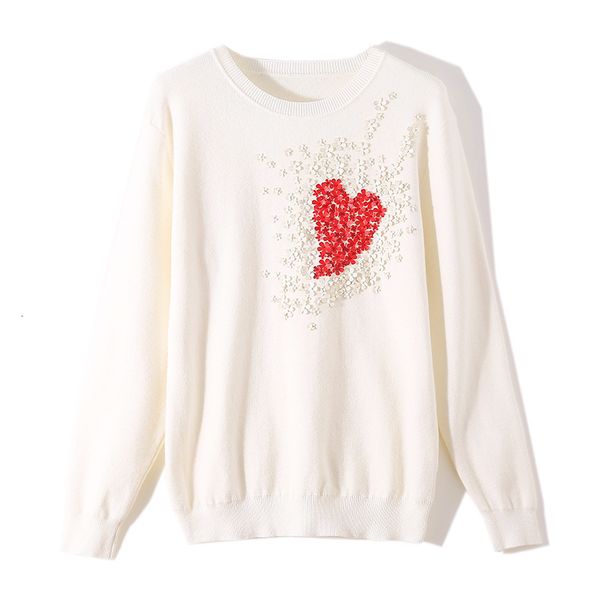 

women's sweaters 2021 european style new fall winer women star celebrity heart flowers sweet knitting sweater warm casual uvx, White;black