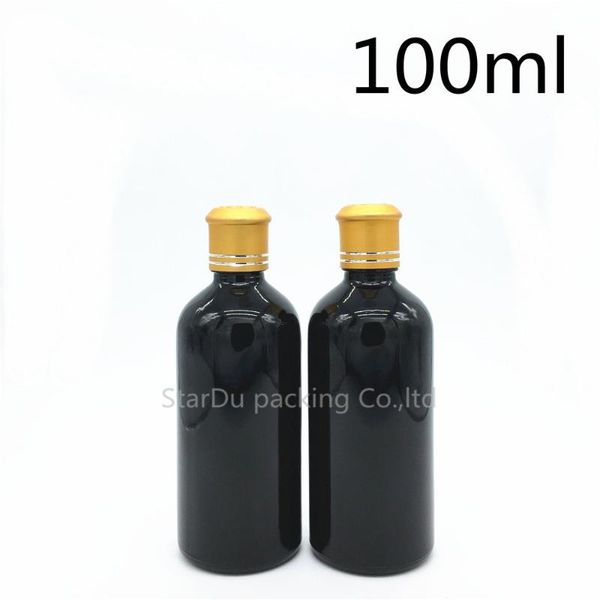 

storage bottles & jars 12pcs 100ml black bottle , 100cc vials essential oil with decorative pattern cap perfume glass