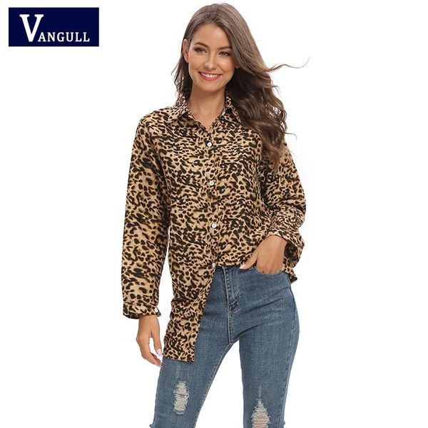 

women's blouses & shirts vangull spring leopard print women shirt soft breathable loose large size long sleeve mid-length fashion spec, White
