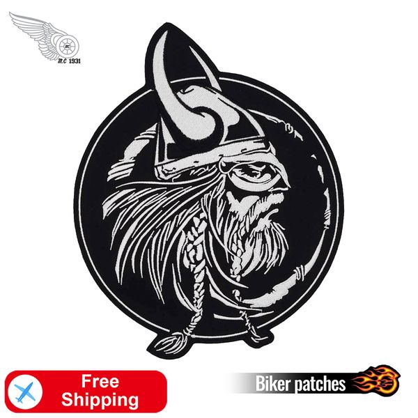 

wholesale viking warrior embroidery iron on patch for clothing jacket shirt bag custom design patches, Black