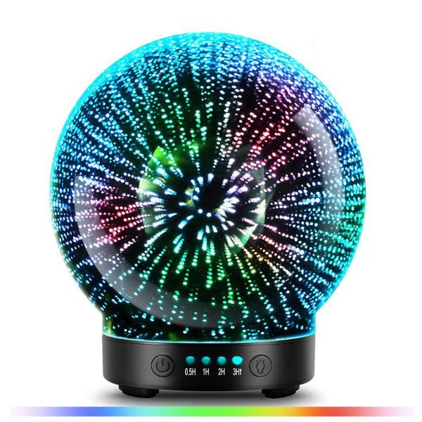 

humidifiers 3d glass aroma diffuser, aromatherapy ultrasound aether oil version air humidifiers, fashion fireworks 100ml 7 color changing