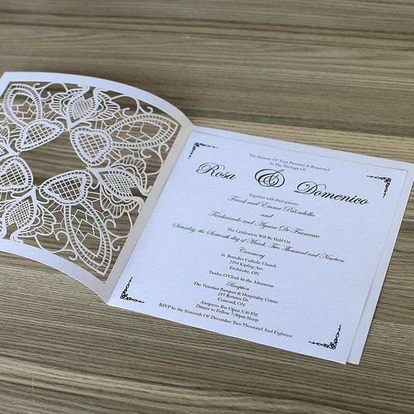 

greeting cards customized wedding invitations, laser cut invitation with wording - set of 50 pcs
