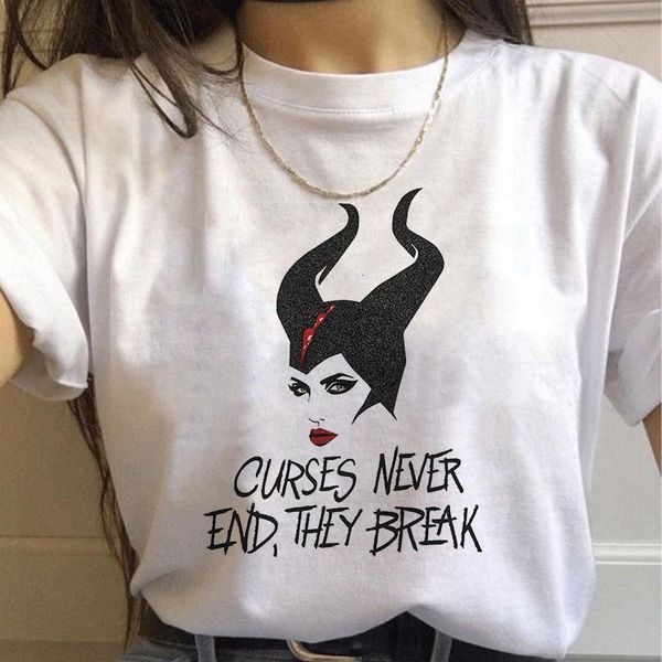 

2021 women harajuku t-shirt maleficent evil streetwear aesthetic queen halloween female tee shirt women cool large size, White