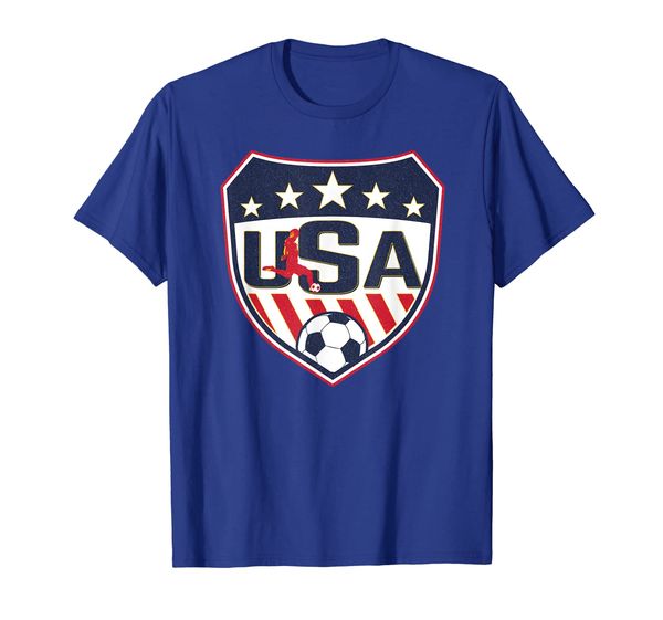 

Vintage Soccer Shirt USA Shield Soccer player silhouette, White;black