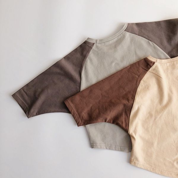 

dress korean children's long t-shirt 2020 autumn new baby's underclothing shirt contrast color bat sleeve top, Black;white