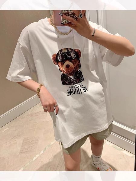 

men's t-shirts fashion women we11done t-shirt high street simple versatile loose round neck short sleeve men half-sleeved tees, White;black