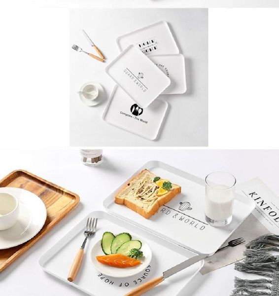 

kitchen storage & organization 1pcs plastic dessert serving tray tea breakfast bread snack plate plates square cosmetics dish