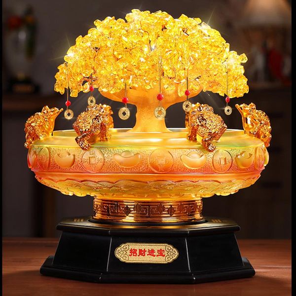 

decorative objects & figurines 2021 home shop company bring wealth money drawing good luck crystal fa cai shu pachira tree jin chan talisman