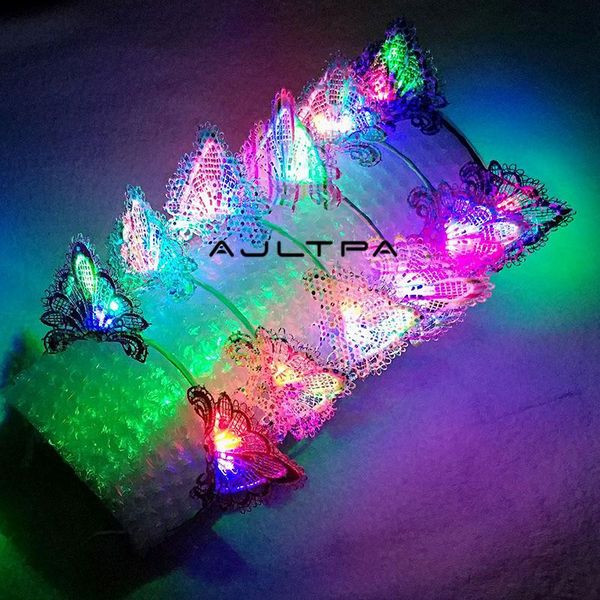 

fast ship 120pcs new led flashing lace cat ears headband women girl glowing headwear hair accessory rave bar glow party supplies