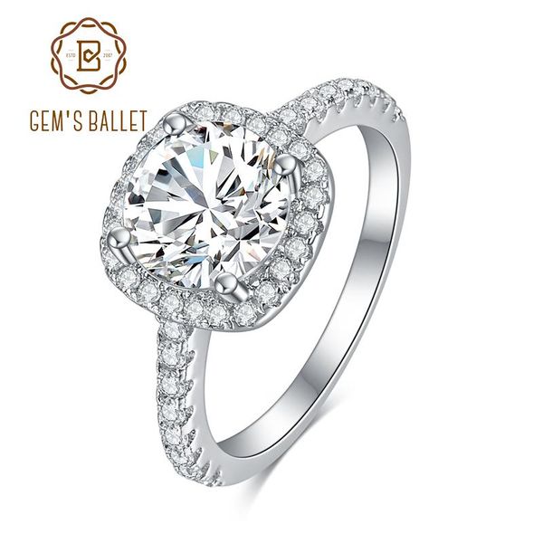 

cluster rings gem's ballet 925 sterling silver moissanite engagement ring 0.5ct 1.0ct 2.0ct pave diamond for women, Golden;silver