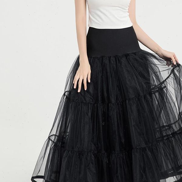 

38 womens fashion long skirts winter elegant pleated gauze princess mesh skirt tutu dancing skirt, Black
