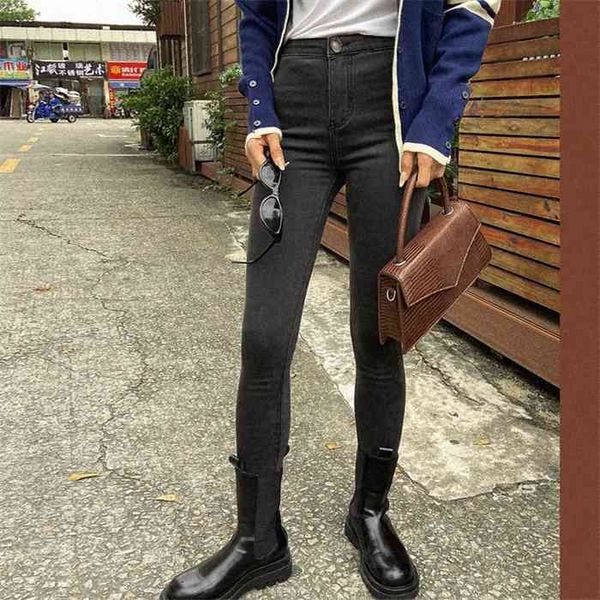 

high waist for women casual stretch autumn denim pencil pants lady slim elastic skinny jeans spring trousers female, Blue