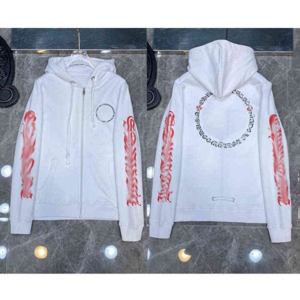 

luxury ch quality hoodie classic fashion brand zipper autumn winter sweatshirts designer men sweater horseshoe phantom cross print hooded wo, Black