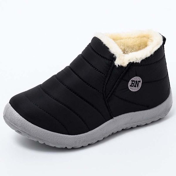 

boots snow women shoes warm plush fur ankle women's winter female slip on waterproof footwear1, Black