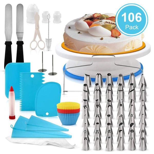 

baking & pastry tools 106pcs cake decoration tool set turntable tube jelly nozzle biscuit