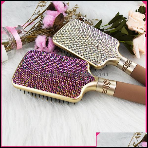 

hair brushes care & styling tools products brush des removing s knots handmade luxury bling crystal paddle cute rhinestone comb drop deliver, Silver