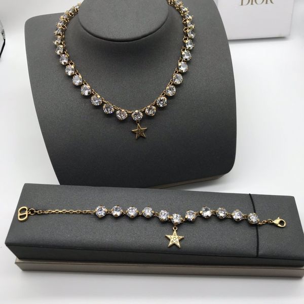 

design jewelry diamond studded cool wind star necklace women blogger classic timeless bracelet, Silver