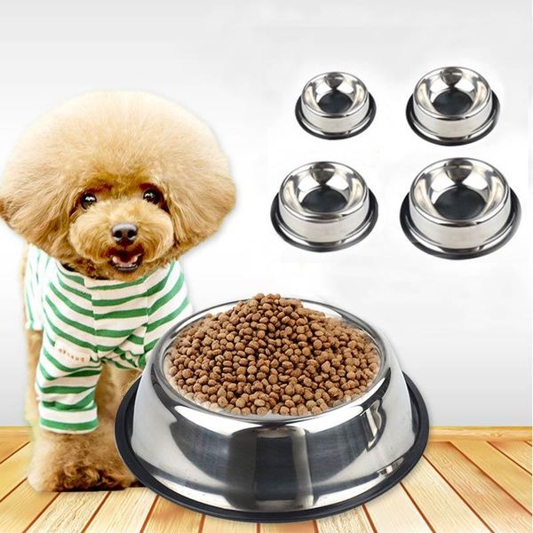 

dog bowls & feeders feeding feeder pet dish 1pc 2021 water bowl 4 sizes puppy cat for stainless steel footprint