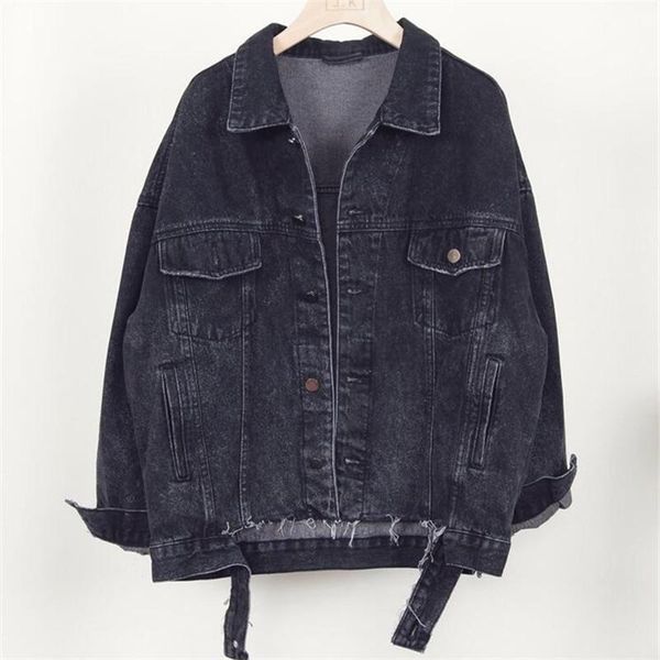 

women's jackets vintage washed jeans jacket women outerwear harajuku autumn short black blue denim female chaqueta mujer streetwear, Black;brown