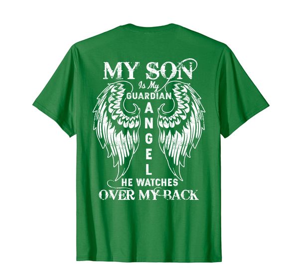 

my son is my guardian angel he watches over my back t-shirt, White;black