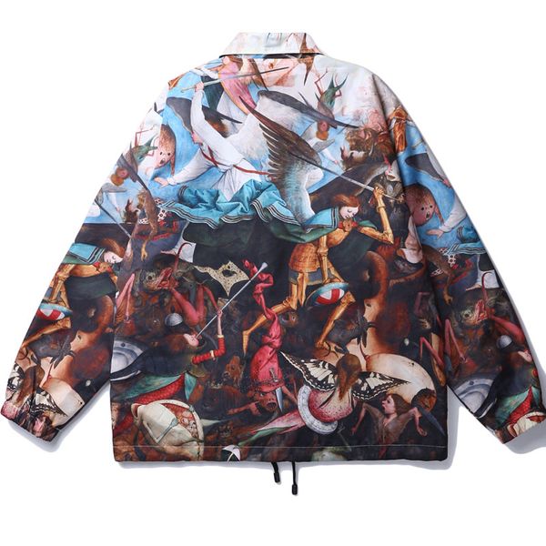 

men's jackets pyjtrl rebel angels oil painting print streetwear jackets 4uua, Black;brown
