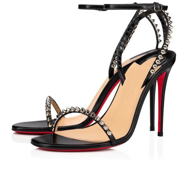 

summer so me spikes red bottom sandals women ankle strap nice gladiator high heels nude black lady party wedding dress eu35-43.box