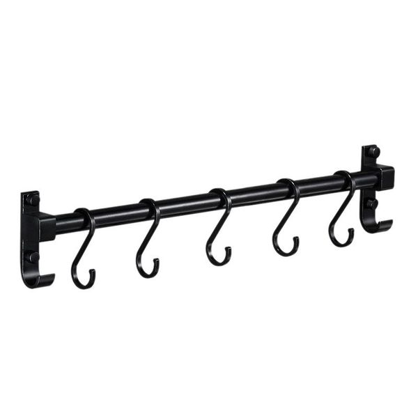

kitchen rail with hooks, pan and pot hangers for kitchen wall mount, utensil rack with removable s hook, aluminum