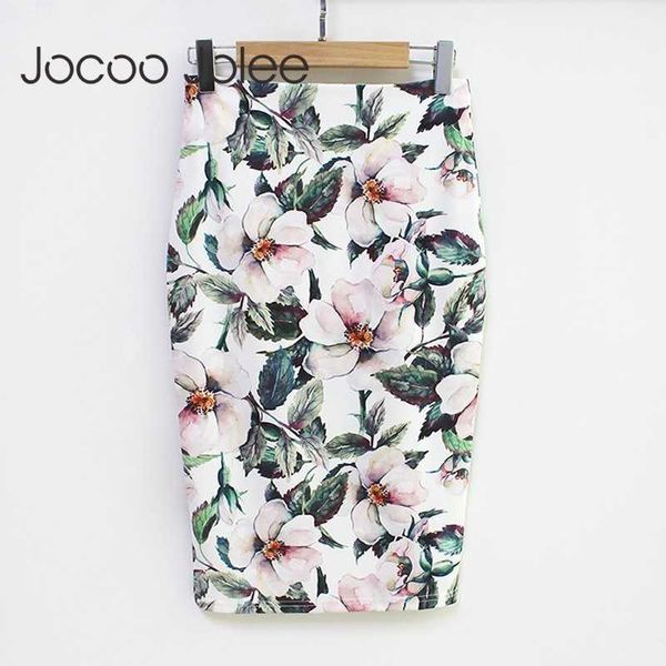 

jocoo jolee summer pencil skirt women high waist floral print skirts vintage elegant office lady bodycon midi skirt mujer 210619, Black