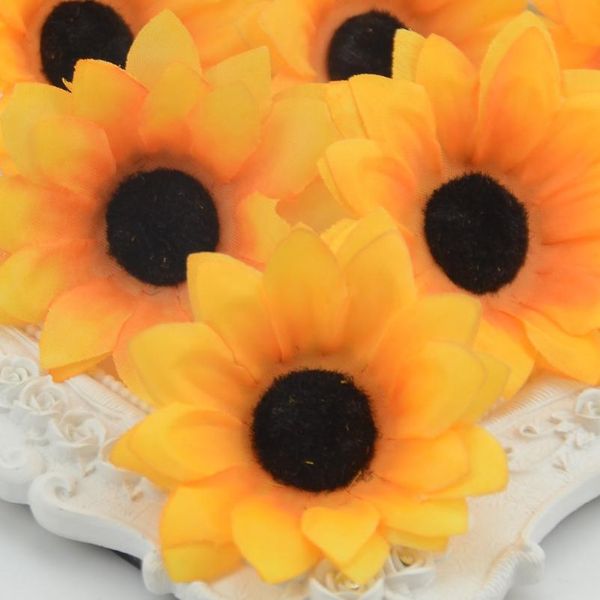 

10pcs 7cm wholesale lagre silk sunflower artificial flower head for weddingdecoration scrapbooking accessories fake jllbxj