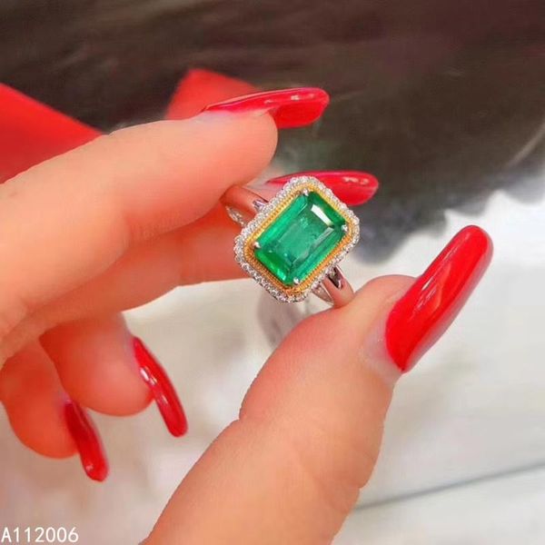 

cluster rings kjjeaxcmy fine jewelry 925 sterling silver inlaid natural emerald ring delicate female gemstone trendy support test, Golden;silver