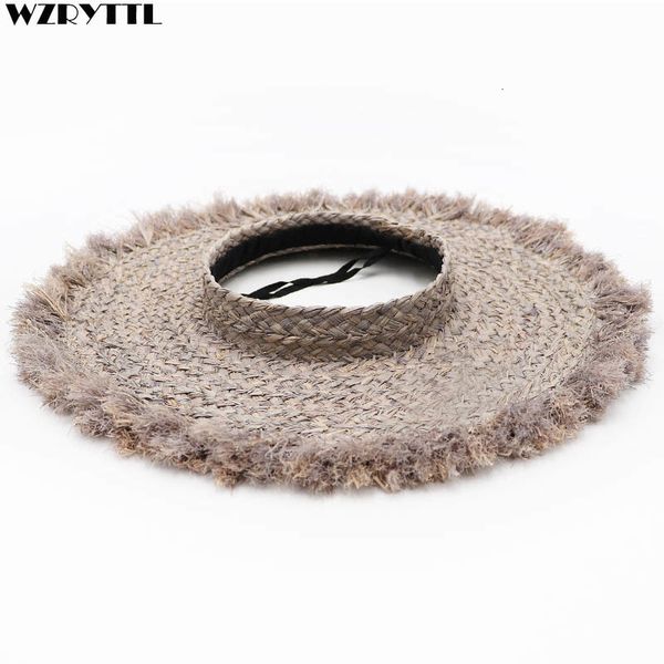 

2021 new summer for women visor beach straw empty wide brim sun cap travel hat kentucky derby hats chapeau femme ete nwg3, Blue;gray