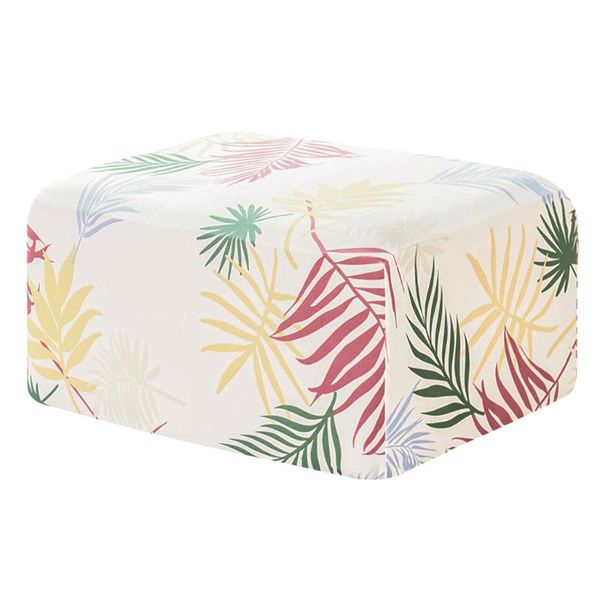 

floral-printed stretch footstool cover rectangle ottoman slipcover easy care