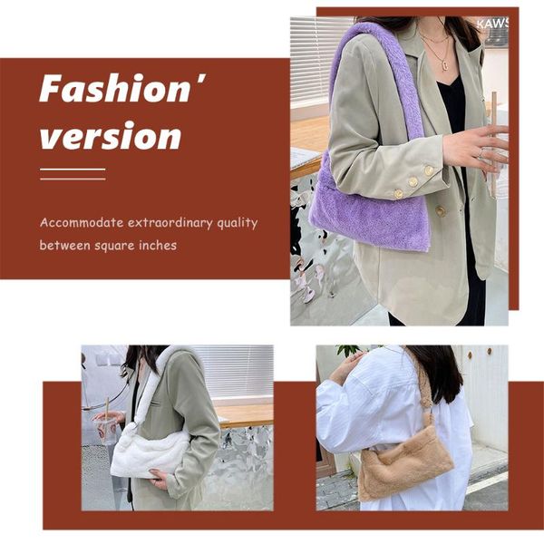 

evening bags fashion women plush solid color shoulder underarm bag ladies autumn winter small purse handbags