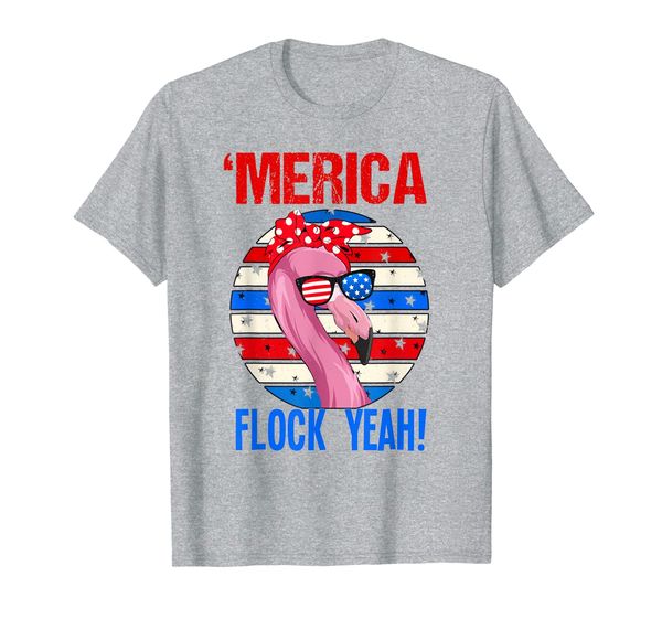 

'merica flock yeah 4th july funny patriotic flamingo t-shirt, White;black
