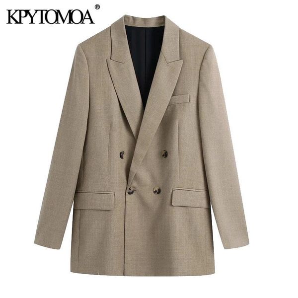 

women's suits & blazers kpytomoa women 2021 fashion double breasted loose fitting blazer coat vintage long sleeve pockets female outerw, White;black