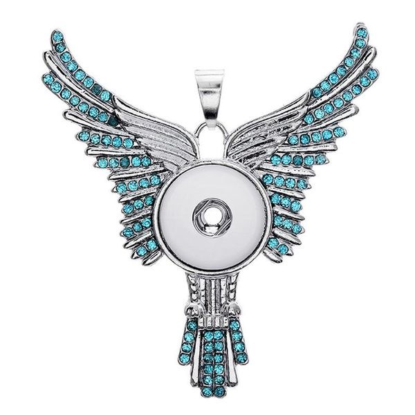 

2021 sublimation button necklace pendant for women wing necklaces pendants with zircon for transfer printing blank gifts, Silver