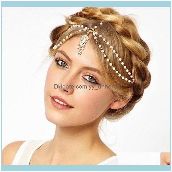 

hair jewelryhair clips & barrettes selling jewelry bohemian head chain female baroque princess pearl headdress drop delivery 2021 chqfd, Golden;silver