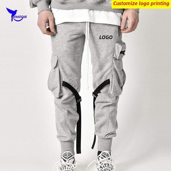

running pants custom logo men gym fitness breathable jogging sweatpants overalls multi pockets work bodybuilding trousers1, Black;blue