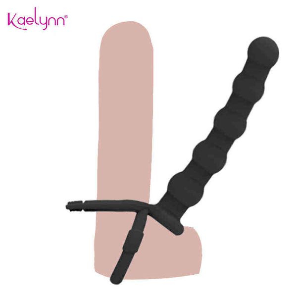 NXY Giocattoli del sesso anale Dildo in silicone Giocattolo del sesso anale Maschio Doppio anello del pene del pene Butt plug anale Strapon dildo Anus bead Adut Giocattoli erotici del sesso per coppie 1123