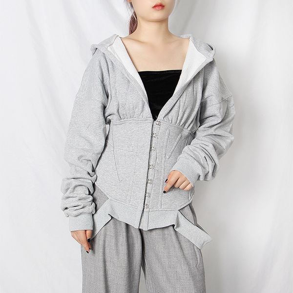 

Patchwork Hollow Out Sexy Sweatshirt For Women V Neck Long Sleeve With Hood Casual Sweatshirts Female 2021 Autumn, Black