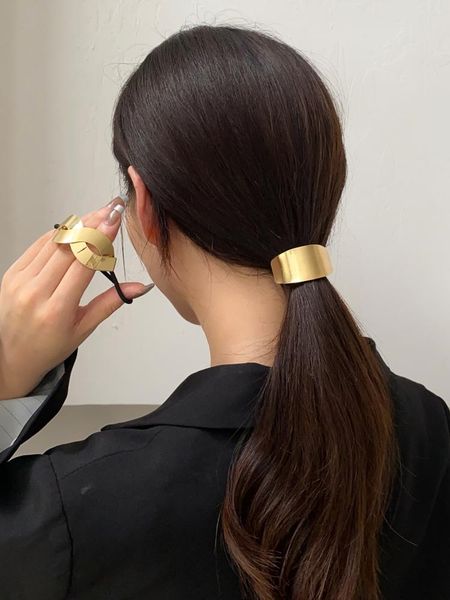 

hair clips & barrettes 2021 fashion korean temperament retro glossy brushed metal elastic rope accessories 2447, Golden;silver