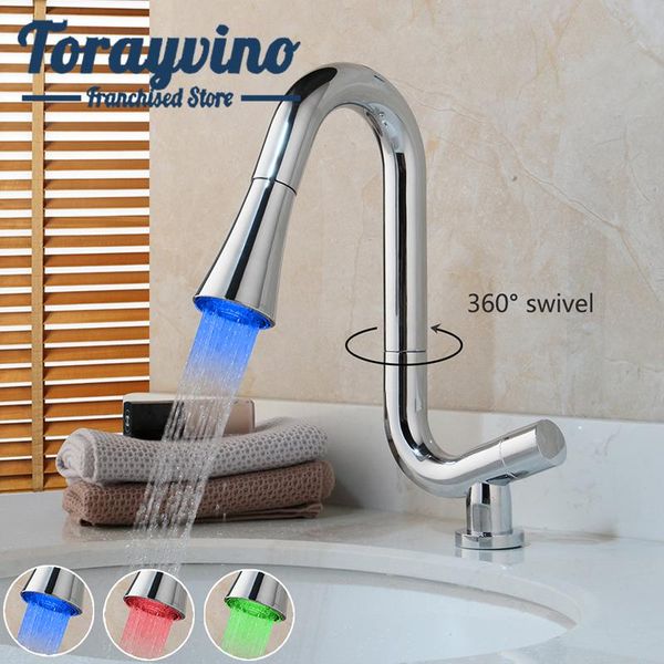 

bathroom sink faucets torayvino de kitchen robinet led salle bain special design faucet chrome deck mounted single handle basin