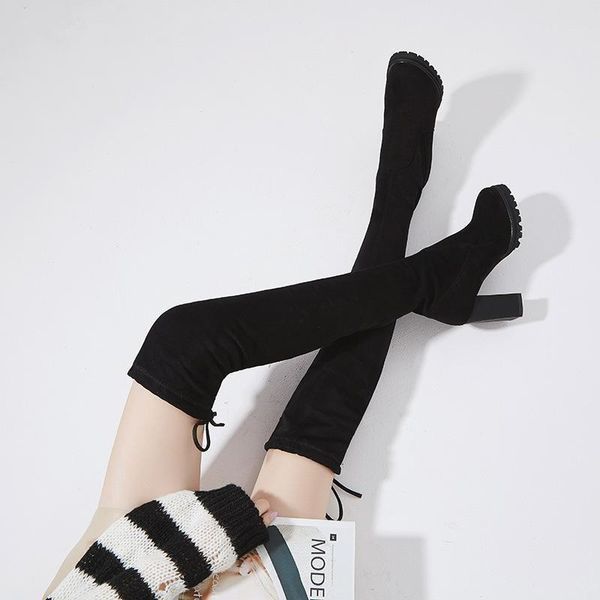 

boots force high overknee elastic heel, Black