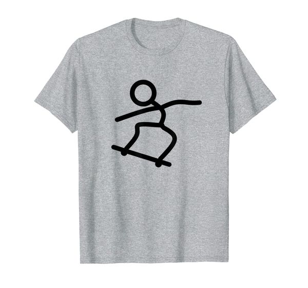 

skateboard skateboarding stick figure t-shirt, White;black