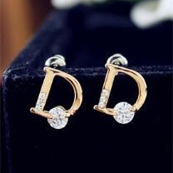 

fashion new jewelry letter crystal zircon earrings, Golden