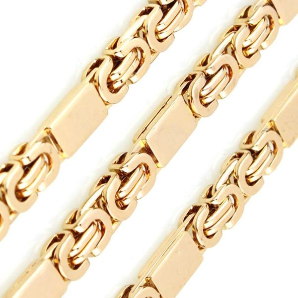 

chains custom any length 6 mm wide gold byzantine box mens chain boys stainless steel necklace fashion jewelry, Silver